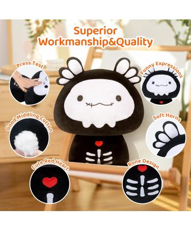 Mewaii 14'' Soft Skeleton Axolotl Mushroom Plush Pillow Toy - Black Bone Axolotl 14 Inch - Buy Online on SooperMarket.com