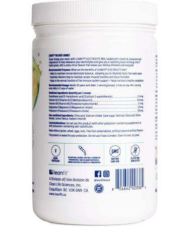 LEANFIT ELECTROLYTE MIX Citrus Lemon Electrolyte Hydration Powder Drink Mix Non GMO Vegan Gluten-Free 30 servings 381g tub - Buy Online on SooperMarket.com
