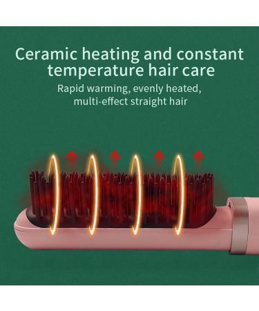 Hair Straightener Comb - Heated Anti-Scald Brush with 5 Heat Settings Fast 30s Heating & Auto Shut-Off | Ideal for Home Travel & Salon (Pink - Buy Online on SooperMarket.com