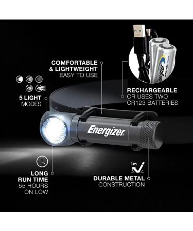 ENERGIZER Rechargeable X1000 LED Headlamp - 1000 Lumen Turbo Mode, IPX4 Water Resistant, USB Cable Included - Gray Steel - Buy Online on SooperMarket.com