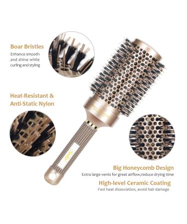 Premium 2-Pack Round Hair Brushes for Blow-Drying | Professional Wild Boar Bristle Round Brushes - 53 & 43mm for Curls & Smoothing | SNDYI - Buy Online on SooperMarket.com