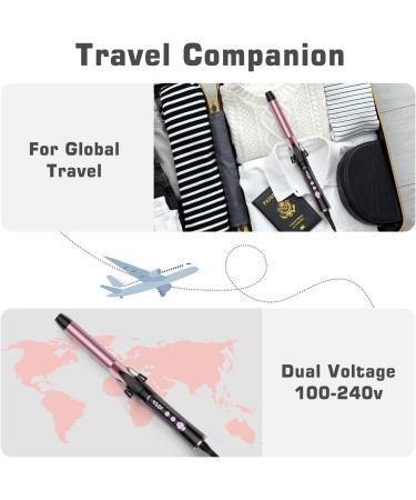 1 Inch Dual Voltage Curling Iron - 450 F Heat Professional Ceramic Tourmaline Wand (Rose Gold) - Buy Online on SooperMarket.com