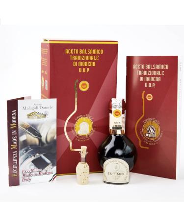 Entimio Affinato | Traditional Modena Balsamic Vinegar DOP Aged +12 Years from Modena Italy | Authentic from Small Family Producer Giftbox with Product and Producer Info | 3.4 fl oz Affinato 12+