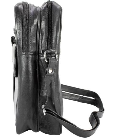 Paul Walter Genuine Leather Black Crossbody Shoulder Bag - Unisex Travel Kit Handbag - Buy Online on SooperMarket.com