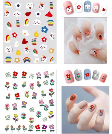 16 Sheets 3D Nail Stickers with Tweezer - Self-Adhesive Floral Nail Decals for Women Kids & Girls | Stylish Manicure Accessories - Buy Online on SooperMarket.com