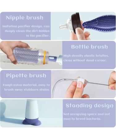 FainFun 3 in 1 Baby Bottle Brush Set Reusable Cleaner for All Baby Bottles | International Shipping Available - Buy Online on SooperMarket.com
