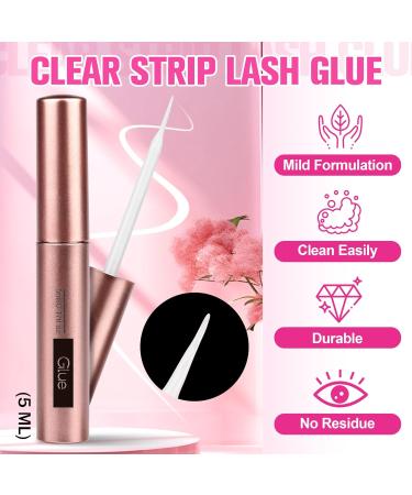 PHKERATA 7 Pairs D Curl Natural False Eyelashes with Lash Glue - Fluffy 18MM Wispy Cat Eye Strip Lashes - Buy Online on SooperMarket.com