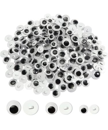 TOAOB 180pcs Sew On Googly Wiggle Eyes Buttons 8mm 10mm 12mm Assorted Sizes Black Round Plastic Eyes for DIY Stuffed Animals Scrapbooking Sewing Crafts 8mm/10mm/12mm