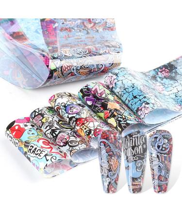 Luxury Graffiti Nail Foils Transfer Stickers - 10PCS Style 8 - Buy Online on SooperMarket.com
