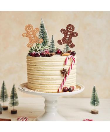 Whaline 48Pcs Christmas Cupcake Topper Glitter Brown Gingerbread Man Cupcake Picks Holiday Food Picks for Xmas Winter Cake Decoration - Buy Online on SooperMarket.com