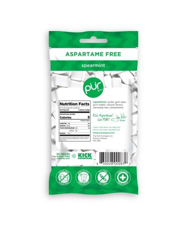 PUR Sugar Free Chewing Gum with Xylitol - Vegan, Keto & Gluten Free Spearmint Flavor, 55 Pieces - Buy Online on SooperMarket.com