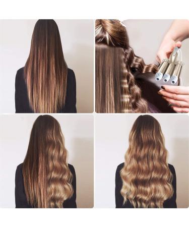 Ten-Tatent 3 Barrel Hair Waver Curling Iron 25mm - 2 Temperatures - Quick Heating - for Long or Short Hair Styling - Heat Resistant Glove - Gold - Buy Online on SooperMarket.com