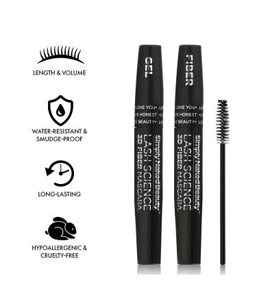 3D Lash Fiber Mascara (2 Tubes) - Lengthening Tubing Mascara for Bold Volume - Non-Toxic & Hypoallergenic - Buy Online on SooperMarket.com