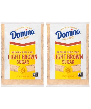 Domino Premium Pure Cane Light Brown Sugar, 2 LB Bag (Pack of 2) 2 Pound (Pack of 2)