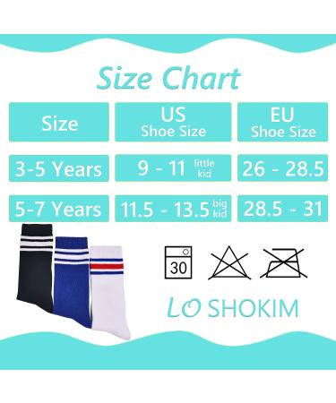 LO SHOKIM Toddler Knee High Soccer Socks - Kids Girls Boys Striped Over the Calf Uniform Stockings 3 Pairs (Black, Blue, White & Red) - Size 5-7 Years - Buy Online on SooperMarket.com