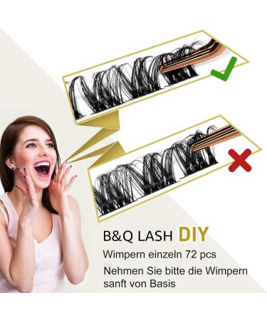 Cluster Lashes D Curl 14mm 72 Clusters B&Q - Volume Eyelash Clusters for DIY Lash Extensions - Soft Wispy Cluster Eyelash Extensions at Home - Buy Online on SooperMarket.com