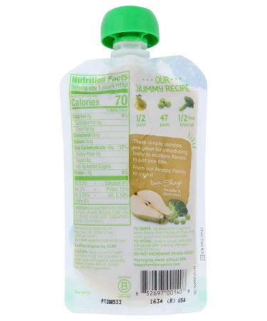 Happy Family Organics Stage 2 Organic Baby Food - Broccoli, Peas & Pear (6+ Months, 3.5 oz) - Buy Online on SooperMarket.com