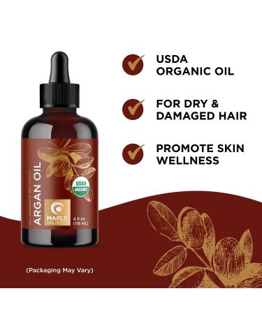 Certified Organic Argan Oil of Morocco for Hair, Skin, and Nails - Cold Pressed, Unrefined - Face, Body, and Hair Care - Buy Online on SooperMarket.com