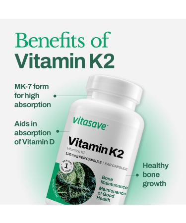 Vitamin K2 120mcg | Supplement with Premium MK-7 | Non-GMO Formula with Maximum Absorption | Made in Canada (240 Capsules (Pack of 1) 240 count (Pack of 1) - Buy Online on SooperMarket.com