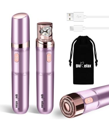 Gurelax Epilator for Women(Newest) Rechargeable Hair Removal Device Facial Epilator for Women 2-in-1 Electric Epilator & Shaver Portable Hair Rmoval for Face with a Velvet Bag Purple(2-in-1)