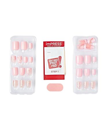 KISS imPRESS No Glue Mani Press-On Nails - Light Pink Squoval Petite Size 30 Nails + Accessories - Shop Internationally - Buy Online on SooperMarket.com