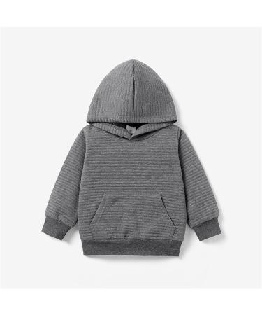 PatPat Toddler Hoodie | Boy Girl Hooded Sweatshirt | Solid Color Textured with Pocket | 3-4 Years | Grey - Buy Online on SooperMarket.com