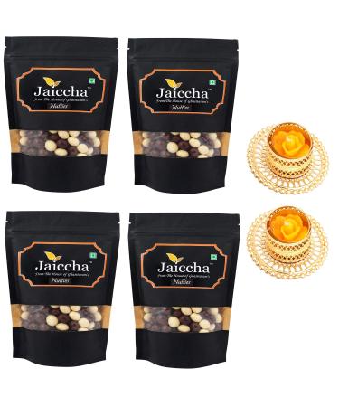 Jaiccha Ghasitaram Diwali Gifts Chocolate - Nutties 800 GMS in Black Paper Pouch with 2 T-Lites