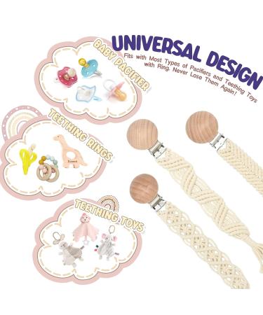 Braided Handmade Pacifier Clip Set - 3 Pack Neutral Baby Pacifier Holder Straps - Buy Online on SooperMarket.com