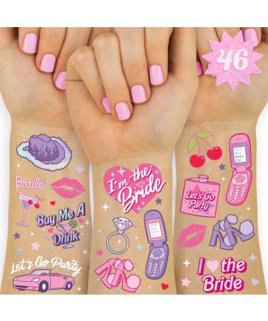 xo  Fetti Pink Bachelorette Temporary Tattoos - 46 Foil Styles | Bachelorette Party Decoration  Bach Party Favor  Girly Y2k  Cute