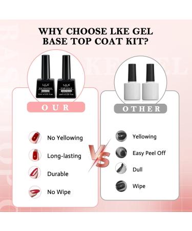 Buy LKE No Wipe Gel Top & Base Coat Set - Long Lasting Glossy Finish for DIY & Salon Nail Art - International Shipping Available - Buy Online on SooperMarket.com