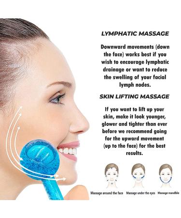 Quartz Glass Ice Roller 2Pcs Set for Hot Cold Therapy Skin Care - Reusable Ice Globes for Neck and Facial Massager - Reduces Redness and Inflammation - Promotes Blood Circulation - Blue - Buy Online on SooperMarket.com