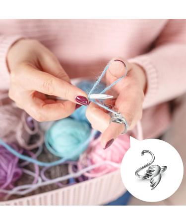 Adjustable Knitting Loop Ring Set - 6 Pieces | Braided Yarn Guide Finger Holder | Open Finger Ring for Knitting | 3 Styles (Silver) - Buy Online on SooperMarket.com
