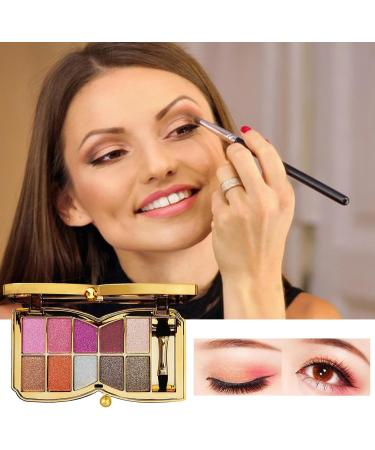10 Colors Glitter Eyeshadow Pallet Shimmer Colorful Eyeshadow Palette Makeup Diamond Bright Makeup Shimmery Highly Pigmented Waterproof Long-lasting Sweatproof Practice Make Up - Buy Online on SooperMarket.com