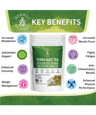 Organic Yerba Mate Tea - 50 Tea Bags | Rich in Chlorophyll & Antioxidants | Made in USA - 3.5oz - Buy Online on SooperMarket.com