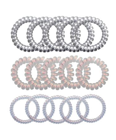 Tangger 15pcs spiral hair tie into the style plastic telephone cable hair tie big and small elastic hair band women ponytail holder