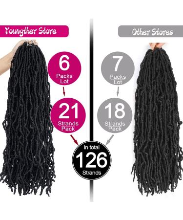 Youngther 24 Inch Faux Locs Crochet Hair 6-Pack - Pre-looped Synthetic Braiding Hair for Black Women (1B) - Buy Online on SooperMarket.com
