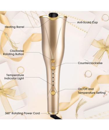 Nityrliv Automatic Hair Curler - Fast Heating Wand for Wavy and Curly Hair - 4 Temps & 3 Timer Settings - Auto Shut-Off - Gold - Buy Online on SooperMarket.com