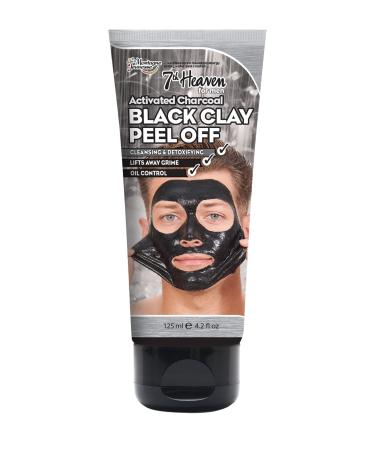Montagne Jeunesse 7th Heaven Activated Charcoal Black Clay Peel Off Face Mask for Men Cleanse and Detoxify Lifts Away Grime Oil Control