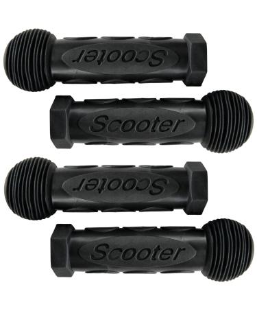 Lomodo 2 Pair Kid's Bike Hand Grips Ridged Turbo Shape Non-Slip Soft Rubber Handlebar Grips for Children Toddler Black and Black