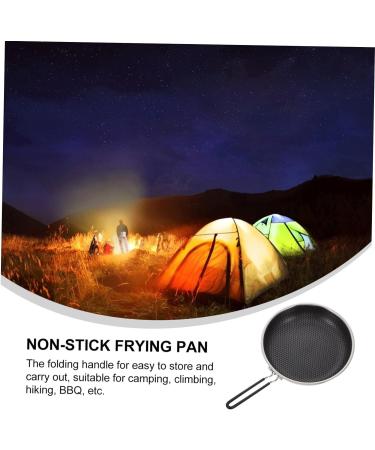 SWOOMEY 1Pc Outdoor Non Stick pan Camping Skillet nonstick Grill pan Stove Grill pan BBQ Grilling pan Broiler pan for Oven Stainless Steel Griddle Round Griddle fold Iron Gas Stove - Buy Online on SooperMarket.com