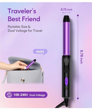 Travel Size Curling Iron - Dual Voltage Mini Curler for Short Hair | 3/4 Inch Ceramic Hair Curler with Keratin & Argan Oil | Ideal Travel Hair Styling Tool - Buy Online on SooperMarket.com