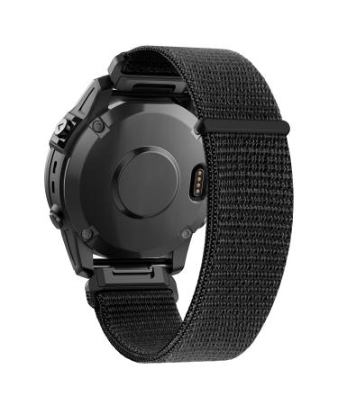 CUZOW Compatible with Garmin Fenix 7X/6X/6X Pro/5X/5X Plus, 26mm Nylon Velcro Quick Easy Fit Watch Band Breathable Adjustable Strap Replacement for Garmin Descent MK1/D2 Delta PX/D2 Charlie Black