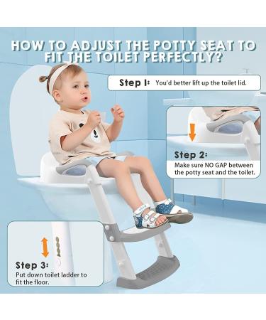 Potty Training Seat with Step Stool Ladder - Gentle Monster Toddler Toilet for Boys Girls - Foldable & Comfortable Chair with Anti-Slip Pad (Grey) - Buy Online on SooperMarket.com