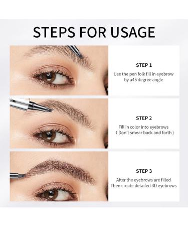 Rosarden Dark Brown Liquid Eyebrow Pencil - 3D Eyebrow Pen with 4 Forks, Quick Dry & Waterproof Formula for Precise Eyebrow Makeup - Ideal for Women, Men, Girls & Boys - Buy Online on SooperMarket.com