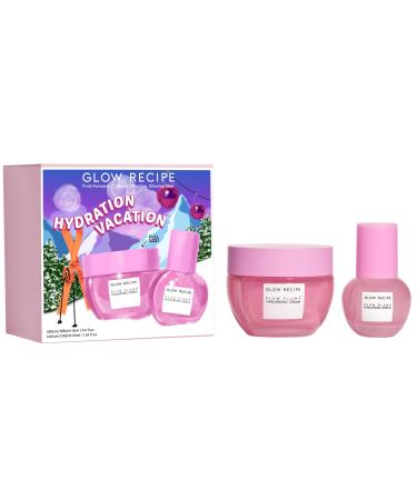 Glow Recipe Hydration Vacation Skincare Set - Plum Plump Hyaluronic Acid Moisturizer (50 ml) + Face Serum (15 ml) - Made with Antioxidant Plum & Vitamin B5 to Repair Skin Barrier and Improve Hydration
