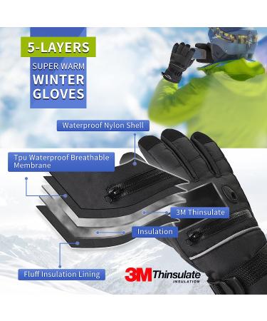 Miushion Winter Ski Mittens - Warm Unisex Snow Gloves with 3M Thinsulate for Skiing & Snowboarding - Black, Small - Buy Online on SooperMarket.com