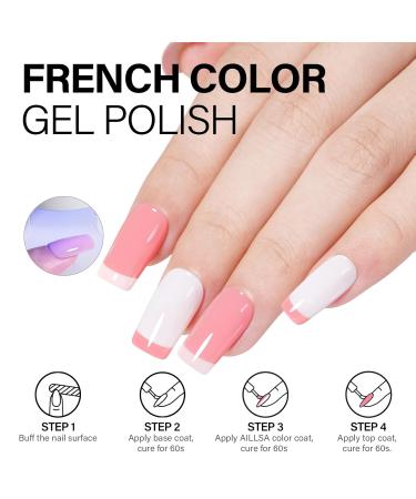 AILLSA Pink Gel Nail Polish Set - French Manicure UV Gel Starter Kit | Base & Top Coat Included - Light Baby Pink & Nude Soak Off | Perfect for DIY Nail Art & Salon Use - Buy Online on SooperMarket.com