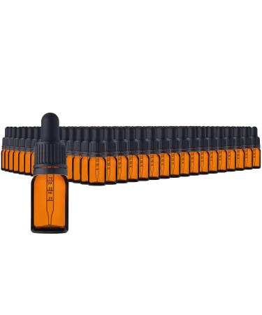 Handsunity 5ml-255Stk pipette bottle Small glass bottle-pharmacy glass set made of amber glass with black pipette cap including 5 pcs accessories brown las bottles 5ml-255 piece Black cap