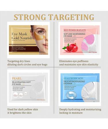  32 Pair 4 Flavors VEROA Under Eye Patches Set - Reduce Puffy Eye Bags Fine Lines Skincare Collagen Eye Patches Moisturizing Hydrating Brightening Hypoallergenic - Vegan Gold Eye Mask 4 Flavour - Buy Online on SooperMarket.com