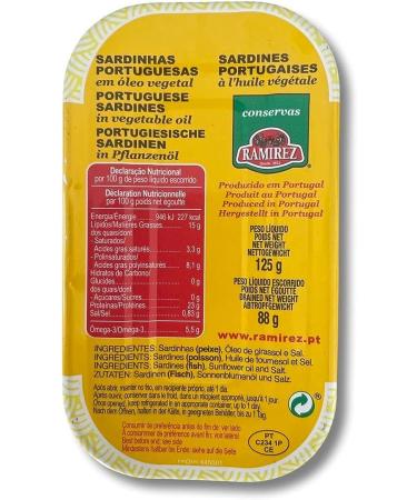 Portuguese Sardines in Vegetable Oil - 10 x 125 g - Ramirez - Portugal - Buy Online on SooperMarket.com